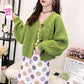 Autumn and Winter Cropped Woolen Coat Casual High Waist Loose Top Retro Cardigan Women Sweater