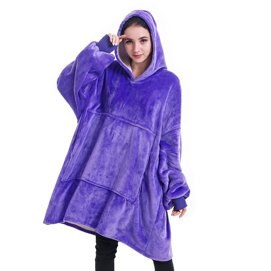 Wearable TV Blanket Hooded Blankets for Adult Sofa Cozy Super Soft Warm Blanket with Sleeves Hoodie Oversized Sweatshirt