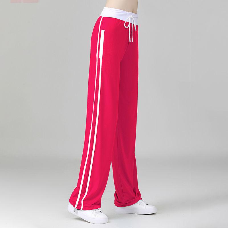 Women's Color Block Wide Leg Yoga Pants Mid-Waist Loose Quick-drying Sports Pants Spring and Summer Korean Style