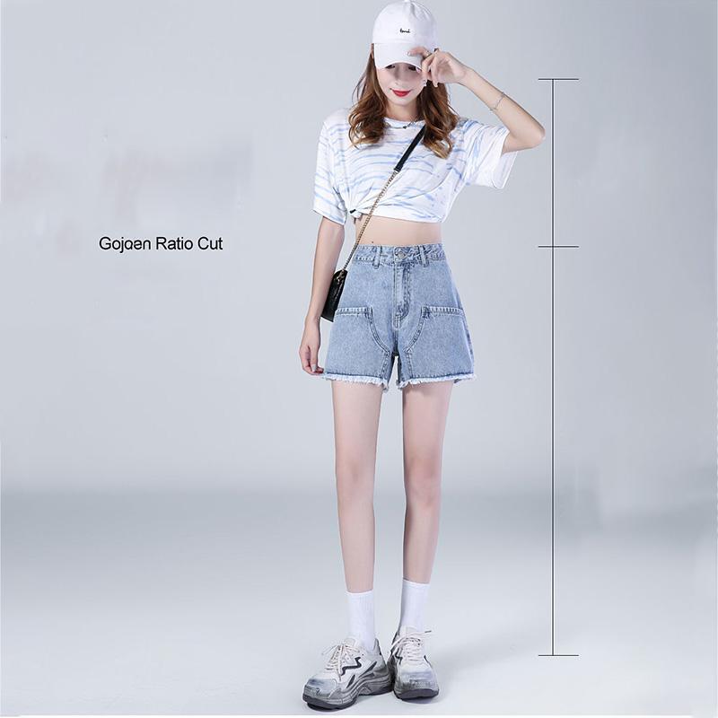 WTEMPO High Waist Denim Shorts Women Loose Spring and Summer Wide Leg A-line Casual Shorts
