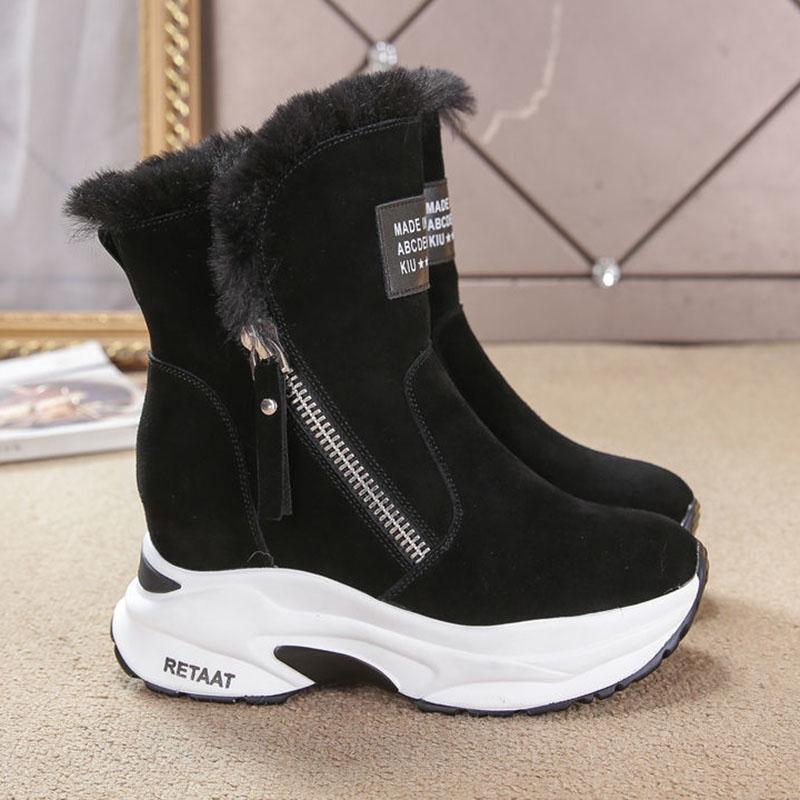 Thick-soled Snow Boots Women's Winter All-match Inner Heightening Women's Shoes Plus Velvet Martin Boots Warm Boots