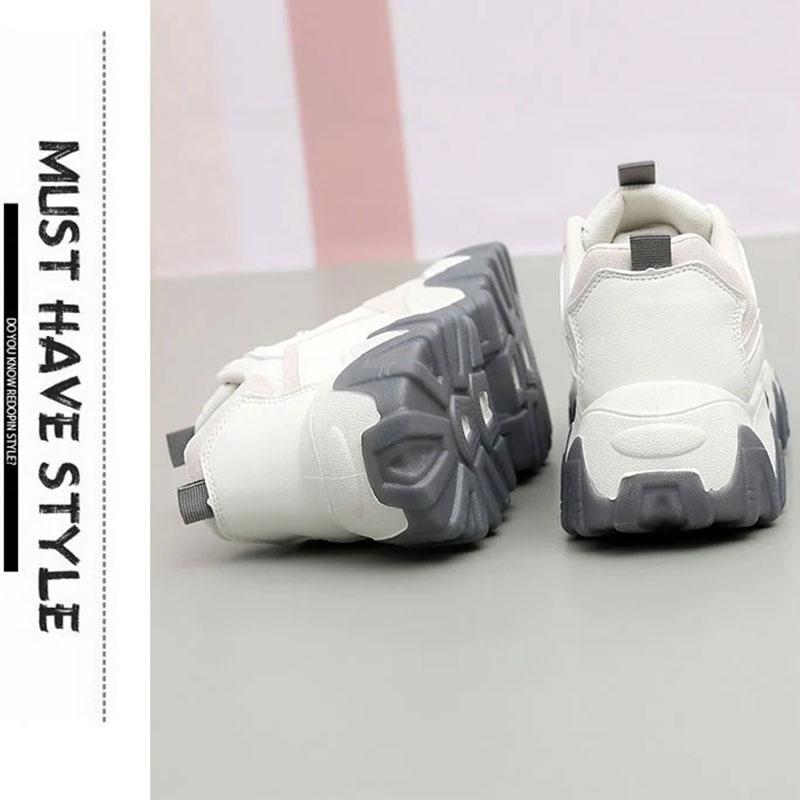 Female Student Sports Shoes Breathable Mesh Shoes Casual Shoes Small White Shoes Leather Thick Soles Large Soles Comfortable Mesh Shoes for Girls