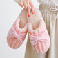 Autumn and Winter Pure Cotton Slippers with Bow Design, Fashionable Flat-bottomed Cotton Shoes, Indoor Casual Shoes