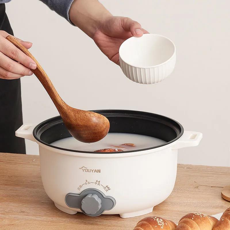 1000W Stainless Steel Electric Heat Pot Wok Non-stick Pot Porridge Pot with Steamer for Family 26cm