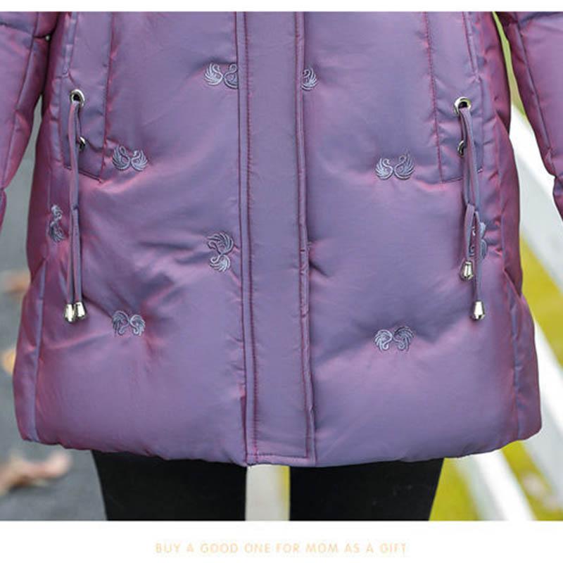 Fashion Middle-aged Mother's Winter Clothes Mid-length Coat Plus Velvet Padded Down Padded Jacket