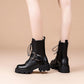Spring Autumn Thick-soled Round Toe Martin Boots Belt Buckle Short Boots British Shoes Single Boots Motorcycle Shoes