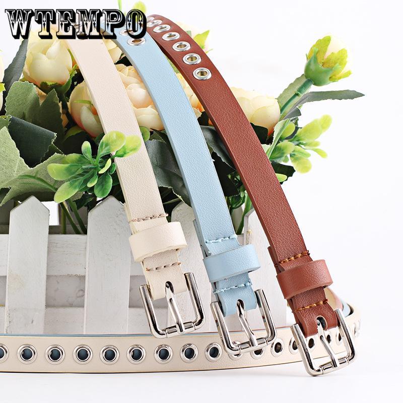 Metal Ring Waist Belt Women Skinny Waist Belt Thin Leather Waistband Strap