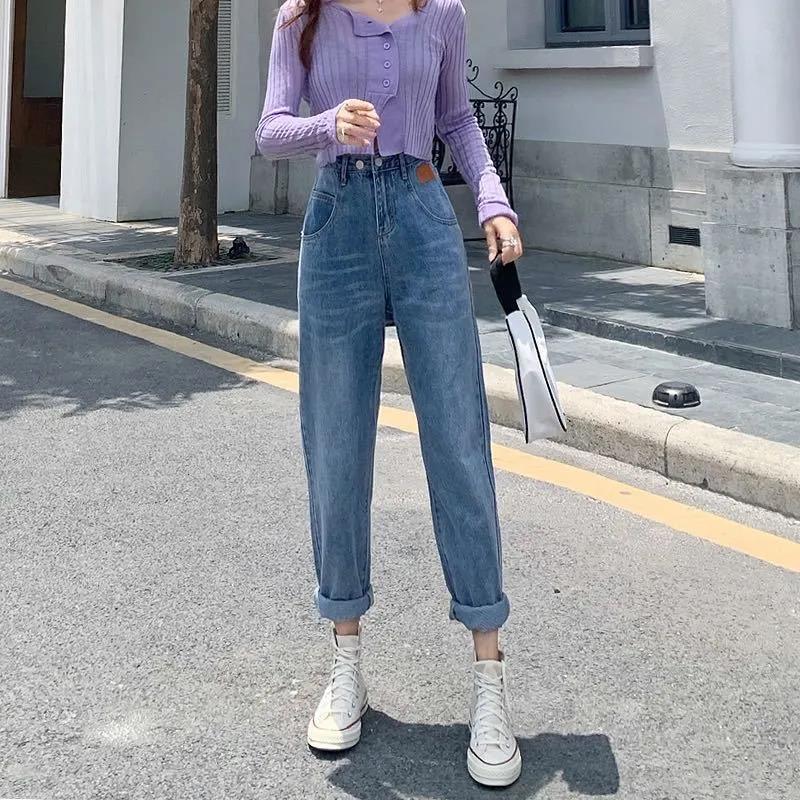 High Waist Loose Radish Jeans Female Harlan Straight Super Thin Old Pants