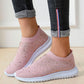 Women's Fashion Knitted Casual Shoes Sneakers Shiny Socks Slippers Breathable Mesh Crystal Sneakers Flat Soft Sole Women's Shoes