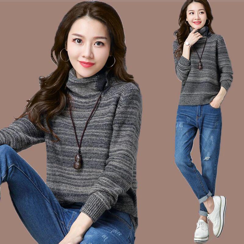 Women's Sweater Autumn Winter Korean  Loose Short Turtleneck Sweater Thick Warm Long-sleeve Pullover Knit Bottoming Sweater
