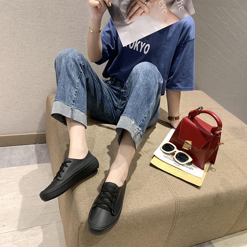 Women Flats 2020 Arrival Antiskid Lace Up Round Toe Casual Shoes Outdoor Water Proof Comfortble Soft Women Jelly Shoes