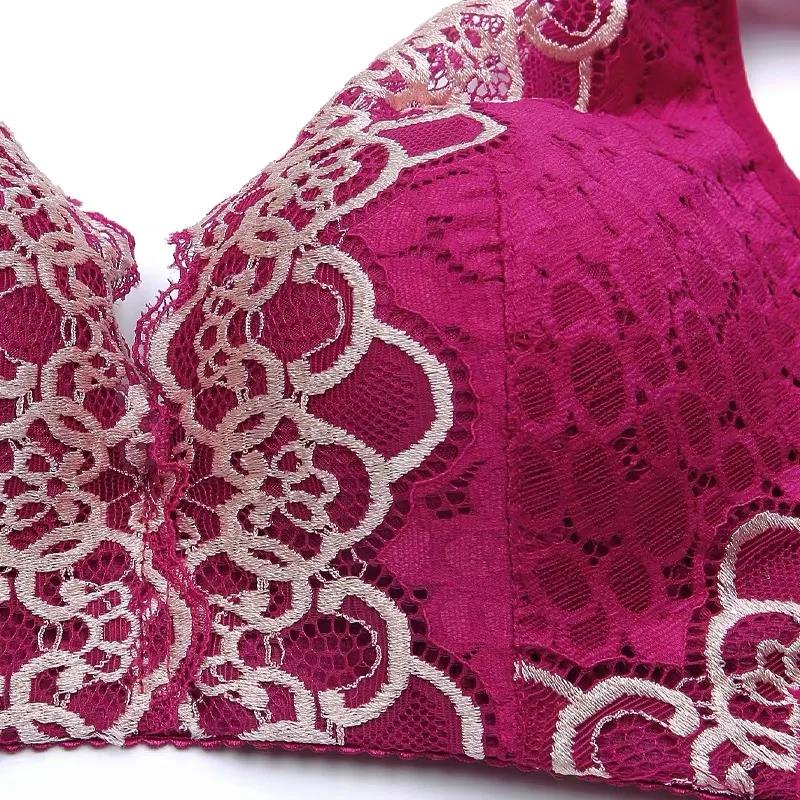 Vest-style Sexy Breast Adjustment Underwear Ladies Small Chest Breathable No Steel Ring Lace Lace Gather Bra