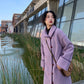 Women's autumn and winter clothing was thin and long woolen coat purple woolen coat women