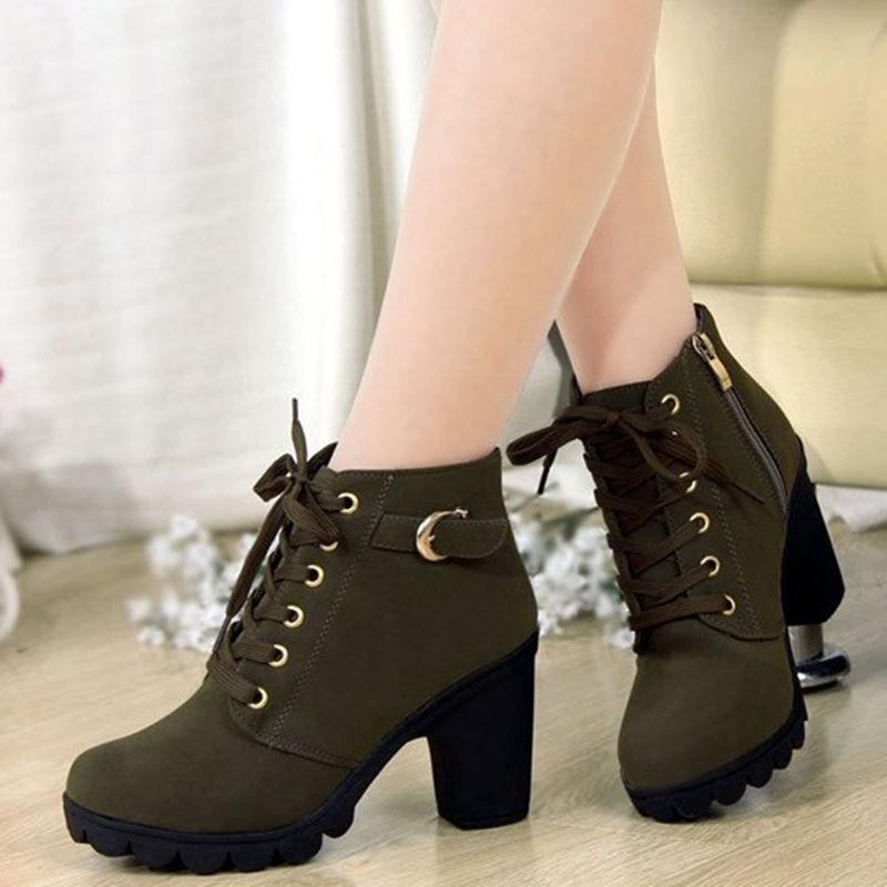 Plus Size 35-41 Winter Casual Women Pumps Warm Ankle Boots High Heels Snow Martin Shoes Botas  Muje