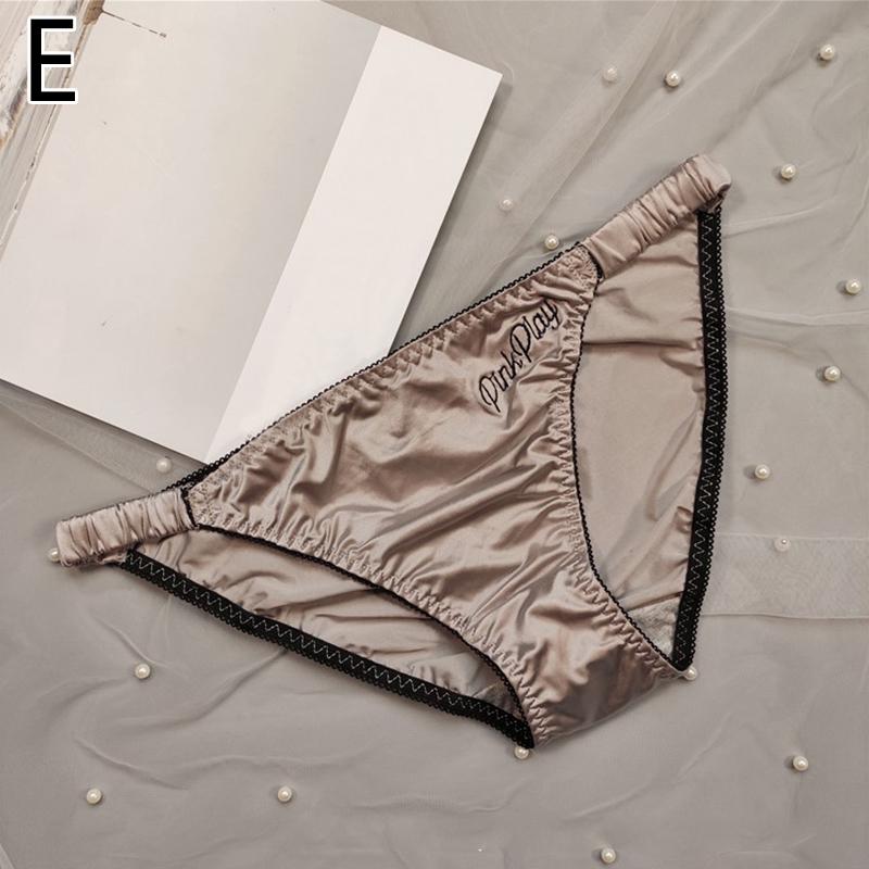 Elastic Ice Silk Female Underwear Low Waist Solid Color Seamless Sexy Panties Briefs Breathable