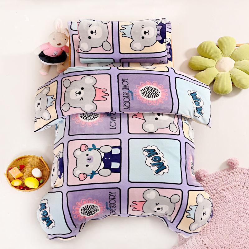 Children's Bedding Set Milk Velvet Quilt Cover Pillowcase Bed Sheet Quilt Cover Cartoon