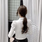 Women's Spring and Autumn Long Sleeve Puff Sleeve Bottoming Shirt Square Collar Slim Top