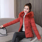 Women's Short Slim Slimming Down Padded Jacket, Detachable Big Fur Collar, Fashion Winter Small Padded Jacket