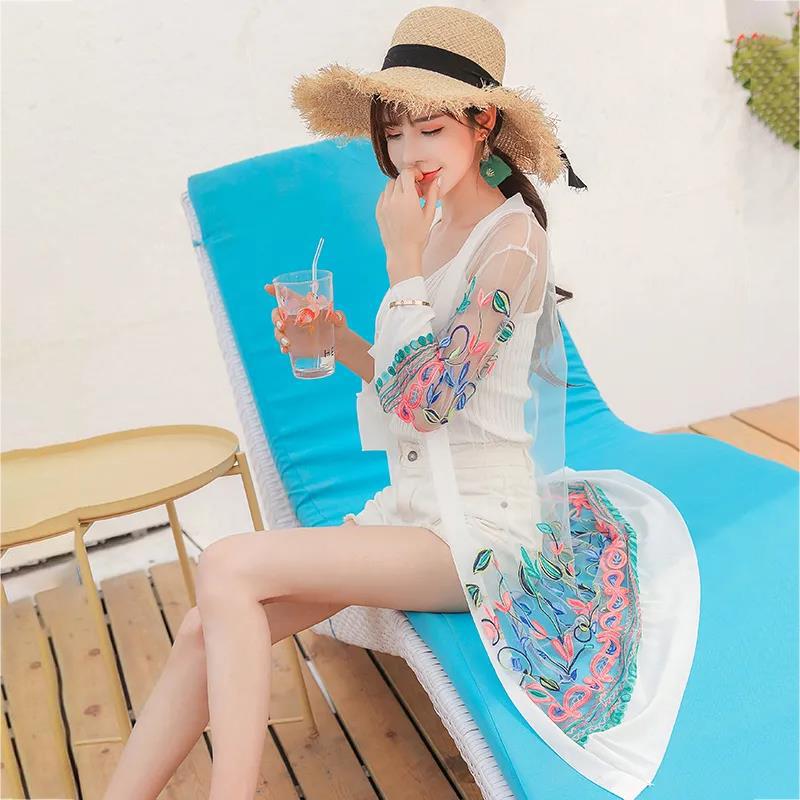 Women's Ethnic Style Loose Outer Chiffon Cardigan Thin Beach Mid-calf Length