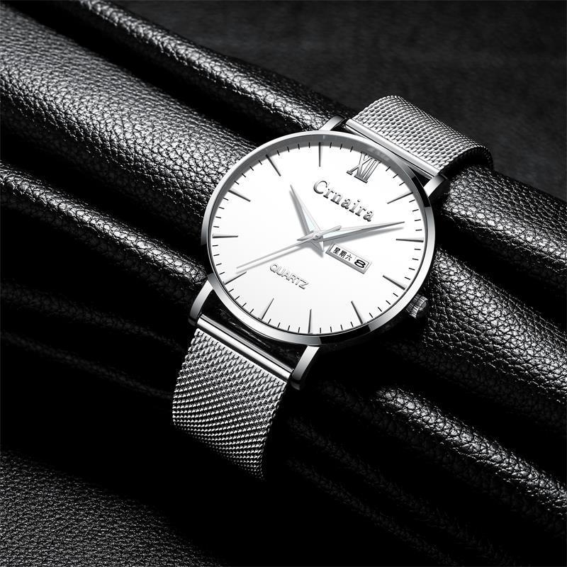 Mens Watches Top Brand Luxury Quartz Watch Men Casual Slim Mesh Steel Waterproof Sport Watch