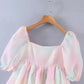 Sweet Women Tie Dye Princess Dresses Summer Multicolor A-line Puff Short Organza Ball Gown Dress