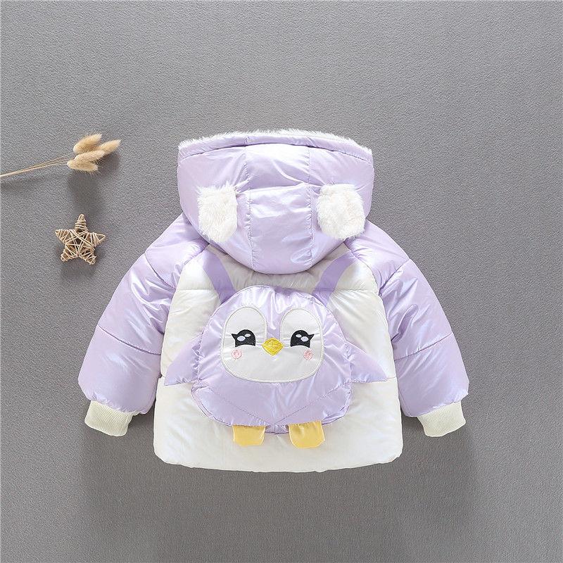 Girls Plus Fleece Padded Jacket Warm Hooded Windproof Winter Outfit