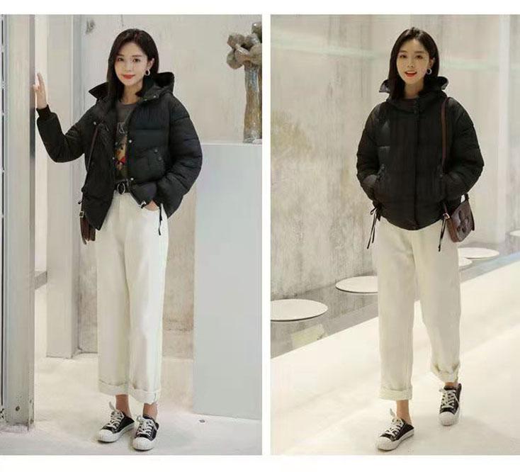 Winter Short Thickened Windproof Cold Warmth Loose INS Style Casual Slim Solid Color Ladies Hooded Coat Jacket Padded