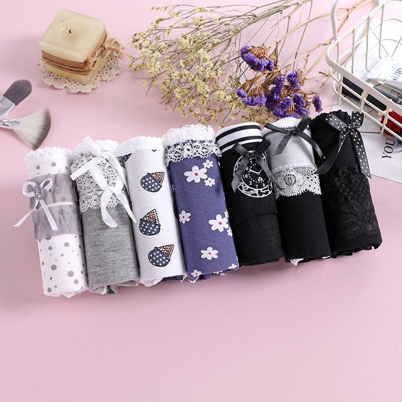 Women's Cotton Underwear 7 Pieces Women's Plus Size Underwear Student Low-rise Pants  Girls' Underwear