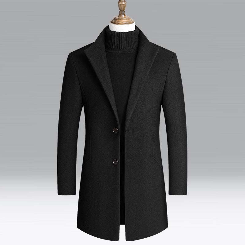 Men's Autumn and Winter Jacket 2021 New Wool Coat Mid-length Casual Windbreaker