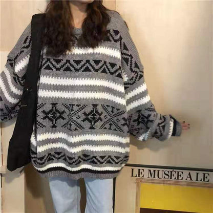 Autumn and Winter Long-sleeved Korean Sweater Loose Round Neck Female Wild Sweater
