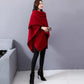 Woolen Coat Women's Cloak-style Coat Cardigan Woolen Coat Irregular Shawl Temperament Versatile Warm and Comfortable Wrap