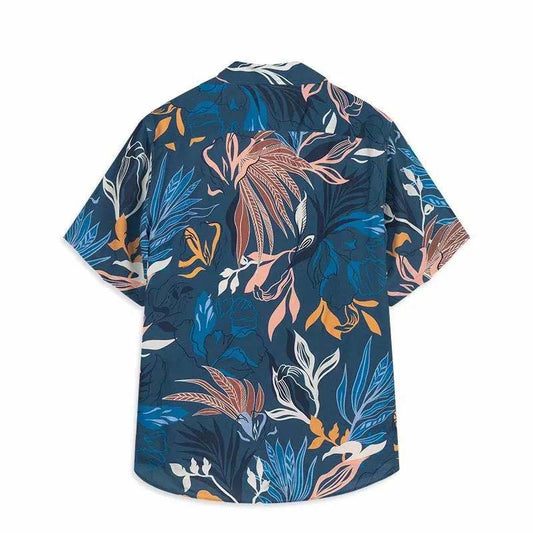 Hawaiian Vacation Wear Beach Shirt Men's Short-sleeved Loose Seaside Flower Shirt