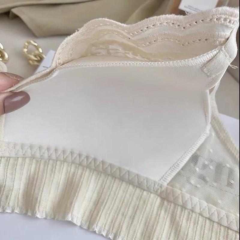 French Thin Sexy Lace No Steel Ring Triangle Cup Collection Breast Beautiful Back Ladies Underwear Bra