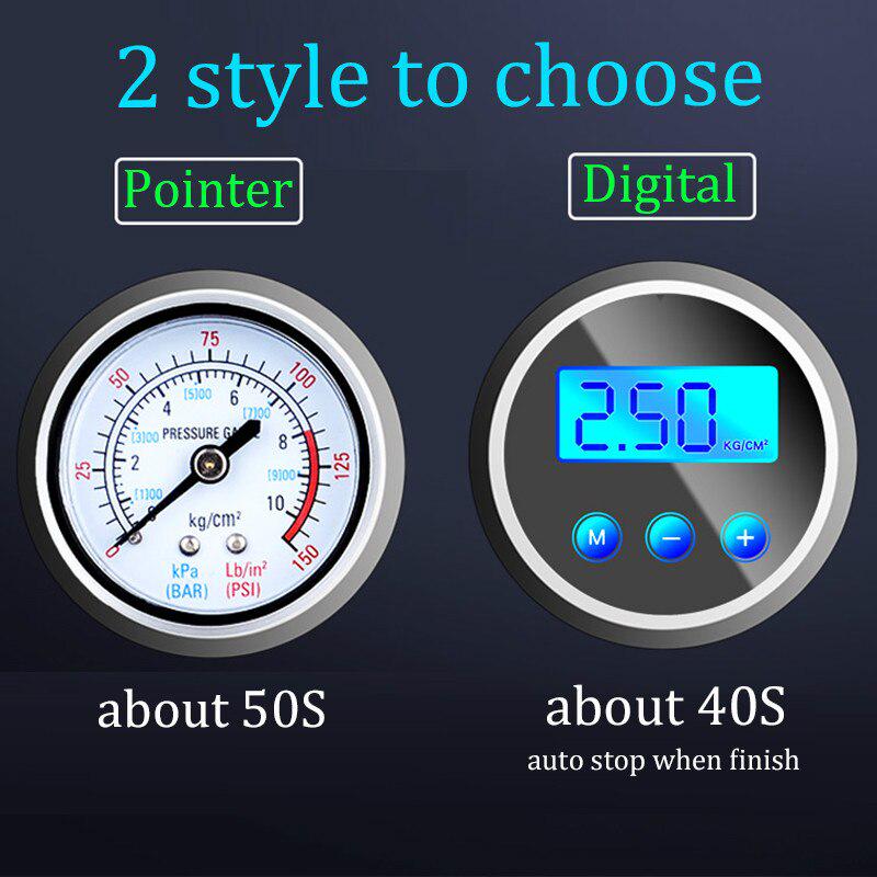 Portable Air Compressor Tire Inflator Car Tyre Air Pump With Digital Pressure Gauge (150 Psi 12V DC) Bright Emergency Flashlight