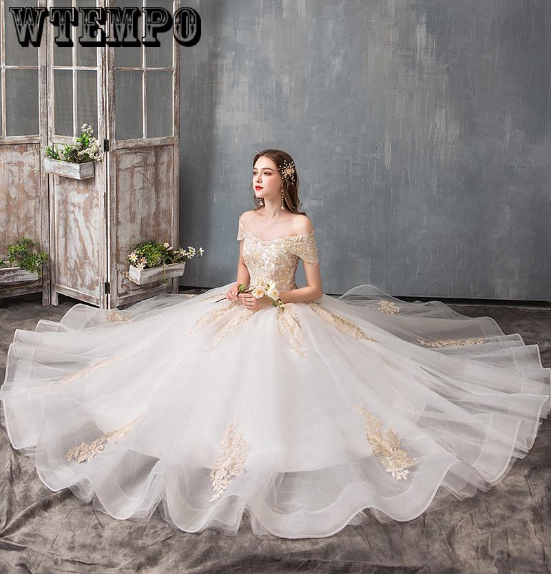 Luxury Lace Embroidery Wedding Dresses Long Train Sweetheart Elegant Plus size Vestido De Noiva