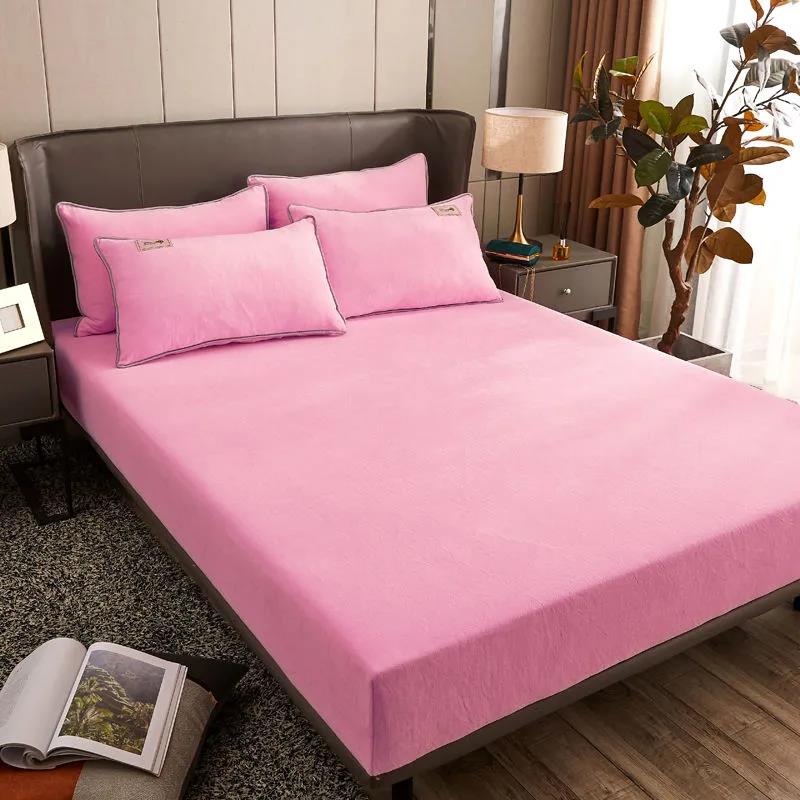 3pcs/set Thick Coral Velvet Mattress Cover Crystal Velvet Bedspread Plus Velvet Flange Winter Warm Bed Cover