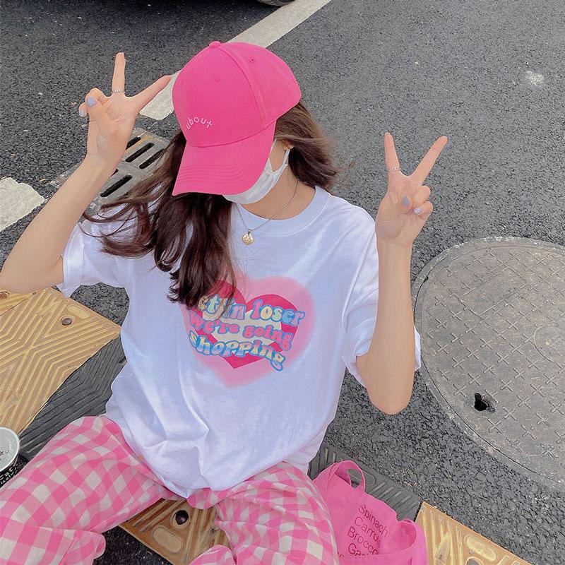 2PCS Summer Korean Version Suit Student Loose Short-sleeved T-shirt Top + Plaid Wide-leg Pants Two-piece Suit Ladies Casual Suit Fitness Sets