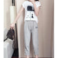 Suit Women Summer Wild Loose Short-sleeved T-shirt + Seven-point Casual Pants Two-piece Casual Suit Women's Home Service Sports Suit