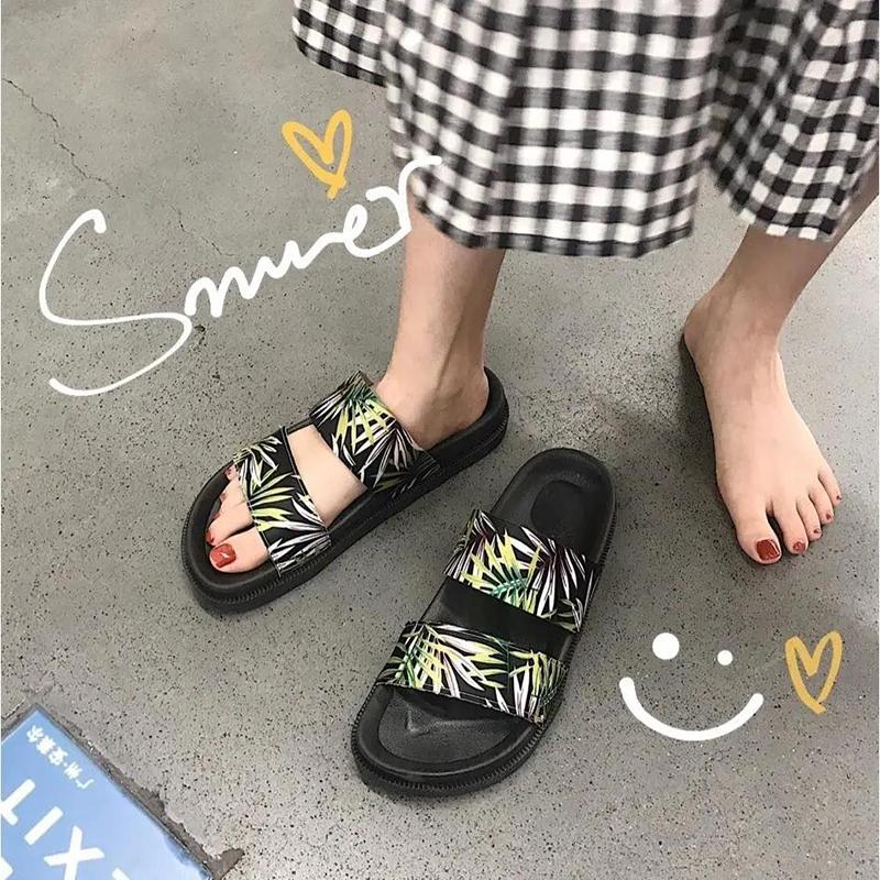 Slippers Female Summer Korean Style Outer Wear Flat-soled Student Harajuku Style Vacation Beach Shoes Platform