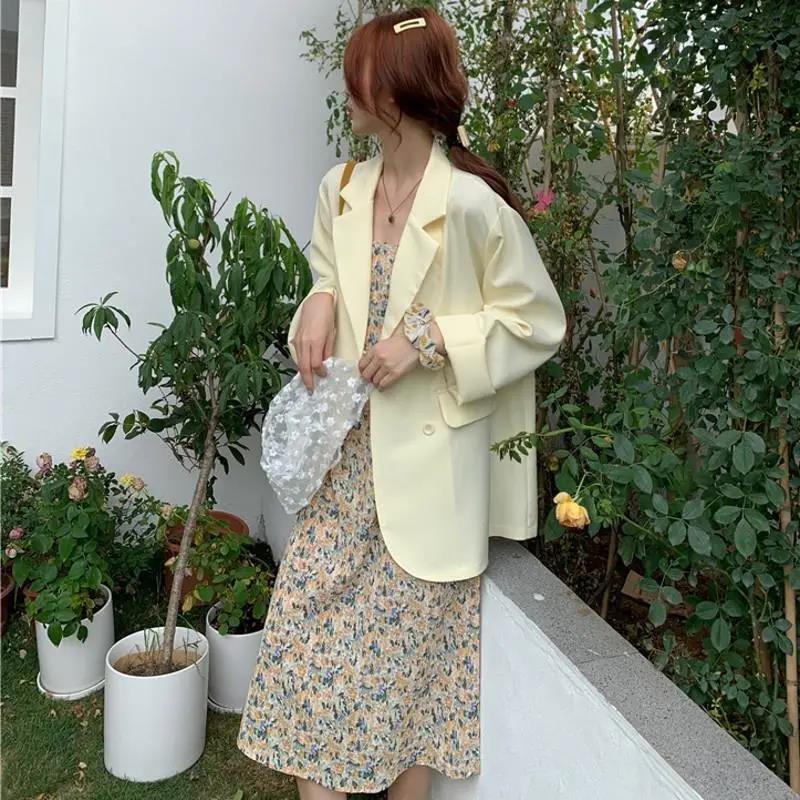 Casual Mid-length Loose Thin Blazer Women All-match Chiffon Suit Jacket Ladies Loose Casual Jacket Temperament Blazer
