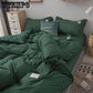 4-Piece Set Home Solid Color Duvet Cover Set Soft Cotton Comforter Cover Pillowcase Set Single Twin Queen King Sizes Quilt