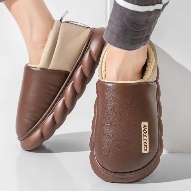 Thick-soled Cotton Shoes for Men Women Couples In Winter Indoor Outdoor Home Waterproof and Warm Cotton Slippers