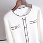 Color-blocking Long-sleeved Knitted Sweater Women's Suit Collar Pocket Shirt Temperament Age-reducing Cardigan