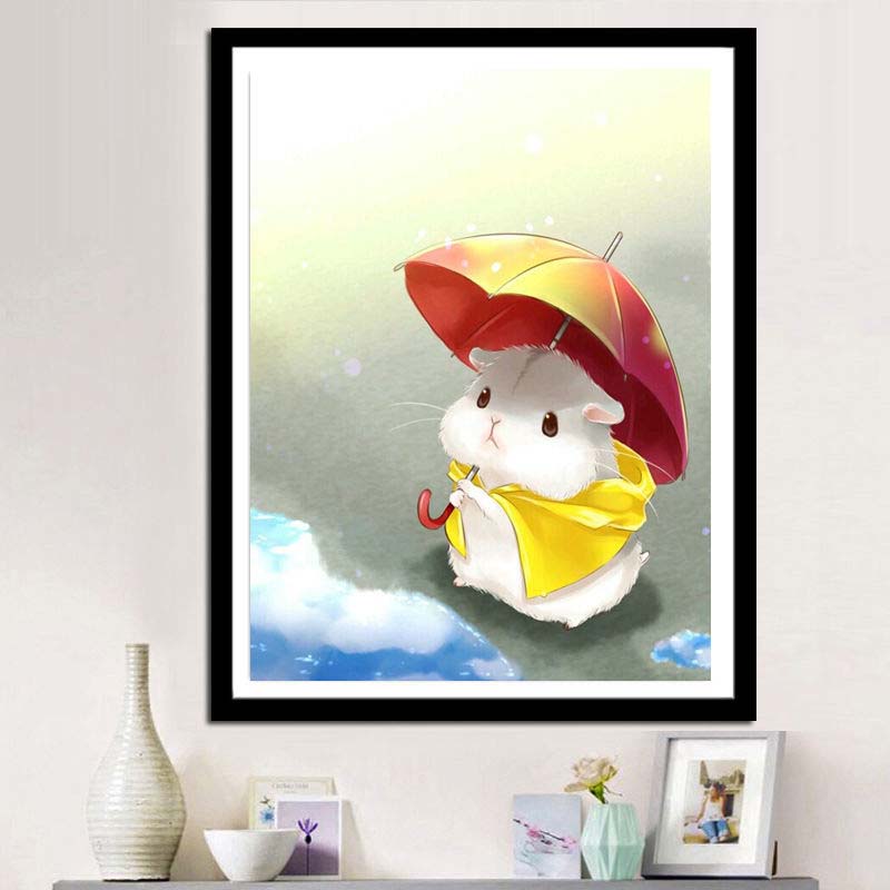 Diamond Painting Full of Diamonds Cartoon Cute Hamster Diamond Embroidery Cross Stitch Bedroom Study Point Stickers Small Children