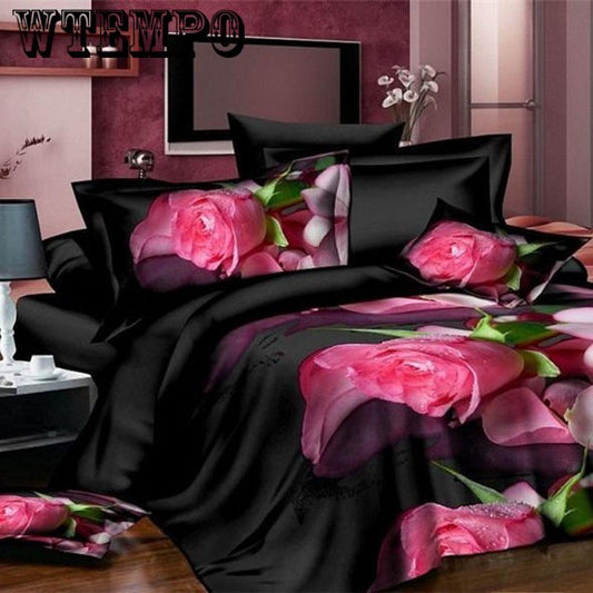 Four-piece 3D Printed Quilt Cover Simple Bedroom Bedding Soft Household Items Set