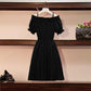 Fashion Off-shoulder Dress Summer Women Elegant Knee-length Spaghetti Strap Dress for Party Evening