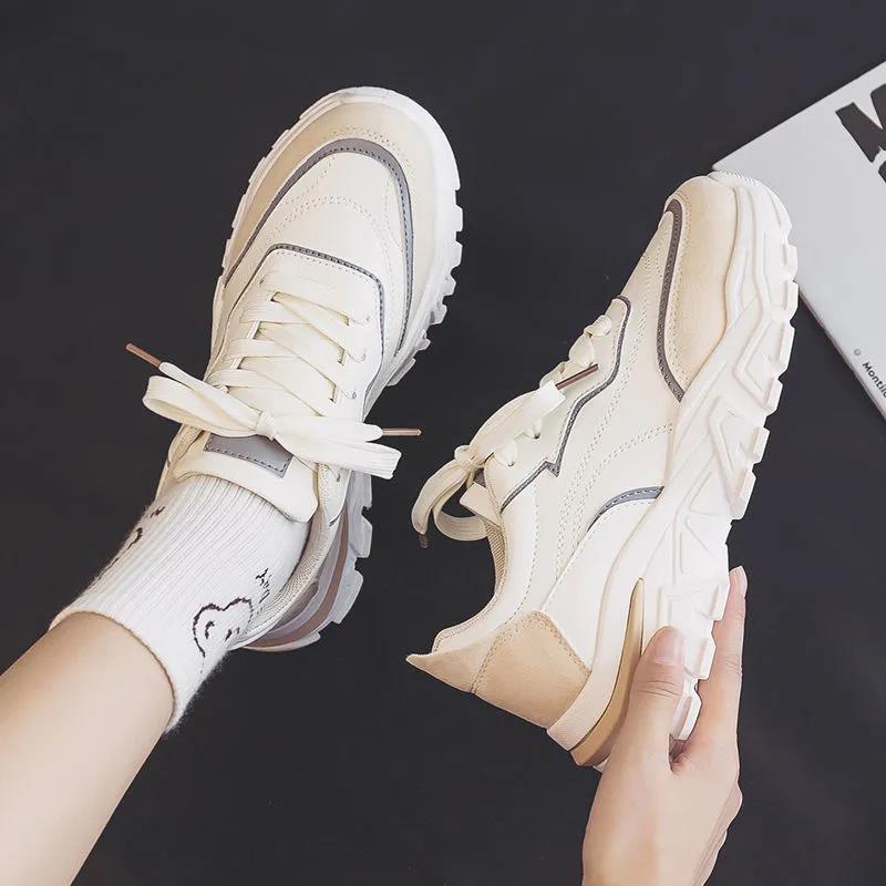 Sports Shoes Female Breathable Dad Wild Casual Light Running Student White Shoes Ins Tide
