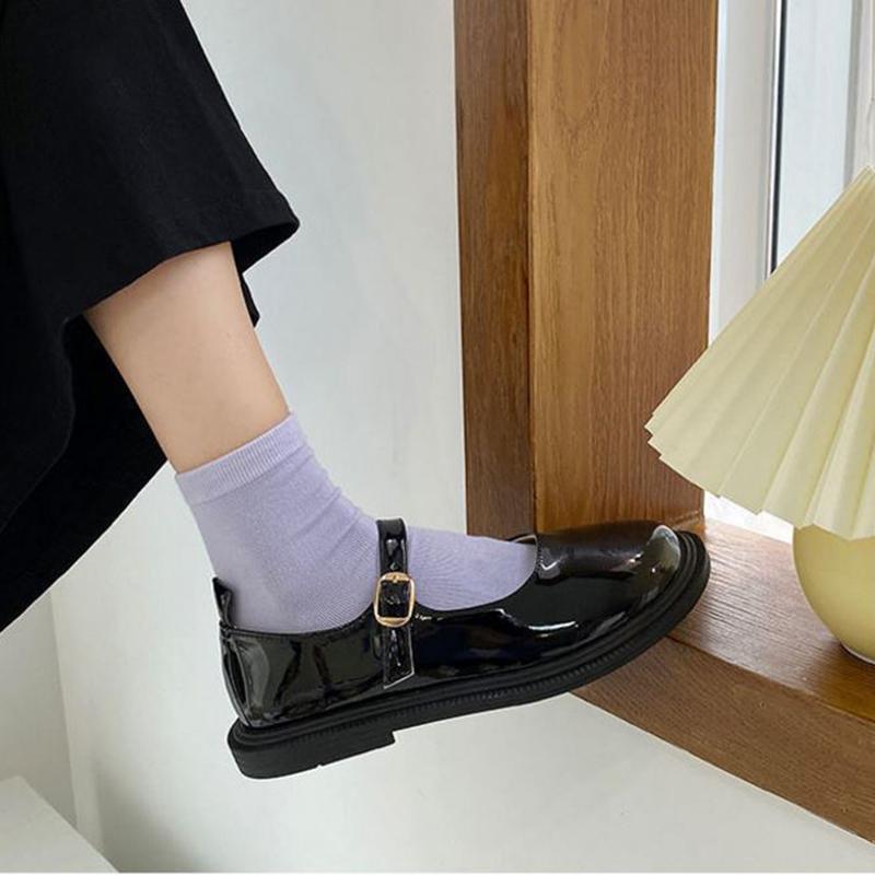 Mary Jane Single Shoes Female Spring Students All-match Flat Retro British Style Small Leather Shoes