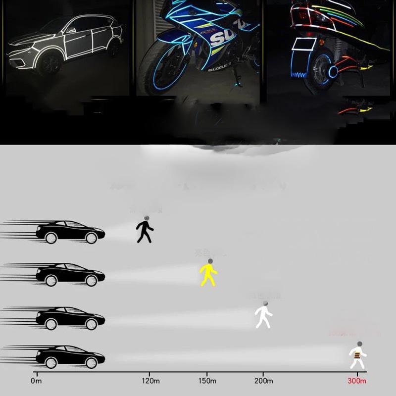 Car Reflective Strip Electric Motorcycle Bike Night Safety Eye-catching Warning Sticker  Reflective Car Sticker