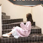 Pofulove Women Loose White Dot Sweater Dress Girly Long Section O-neck Lace Knitted Skirt Pullover